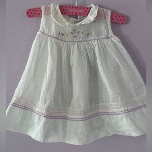Vintage Sears Baby dress Cotton sleeveless 9mo embroidered